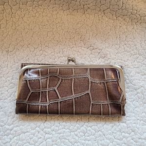 Braciano brown snake print trifold wallet/clutch